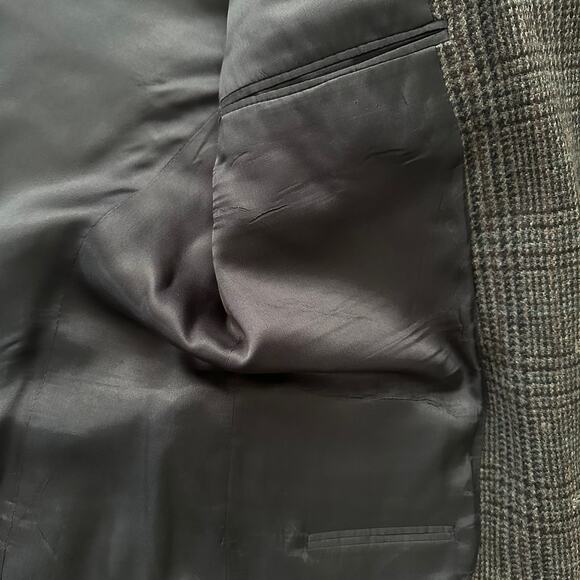 Woolrich Wool Houndstooth Plaid Two Button Grey Black Blazer 43 L - Picture 3 of 8